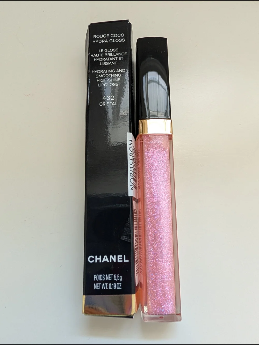 CHANEL Pink Shimmer Rouge Coco Hydra Gloss - 432 Cristal